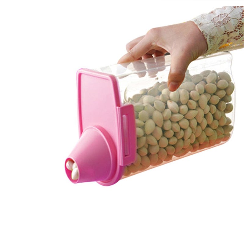 PISSION Pet Food Storage Container with Graduated Cup and Seal Buckles Food Dispenser for Dogs Cats (Pink) - Image 2